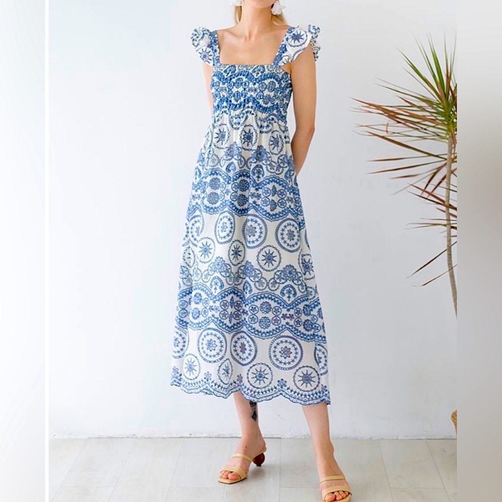 DREAMY BOHO EMBROIDERED CUTOUT MAXI DRESS